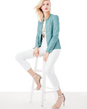 Denise Lambskin Leather Zip-Front Jacket 
