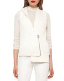 Asymmetric Wide-Rib Knit Gilet, Moonstone