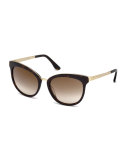 Emma Gradient Cat-Eye Sunglasses, Dark Havana