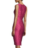 Sleeveless Jacquard Cocktail Dress, Rose