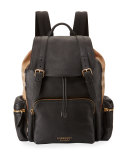 Large Leather & House Check Rucksack, Black