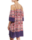 Cold-Shoulder Printed Coverup Tunic/Dress, Rhapsody