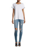 Sonia Distressed Skinny Jeans, Blue Mist