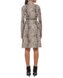 Belted Cheetah-Print Shirtdress, Date/Steppe 