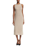 Kira Sleeveless Cashmere Midi Dress, Alabaster Melange
