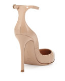 Patent Low-Collar Ankle-Wrap Pump, Nude