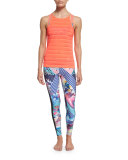 Tuxedo Sheer-Panel Printed Athletic Leggings