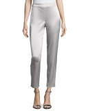 Emma Liquid Satin Cropped Pants, Platinum