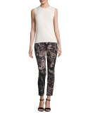 Paisley-Print Skinny Ankle Jeans, Multi