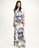 Sleeveless Floral-Print Cold-Shoulder Maxi Dress, Botanical