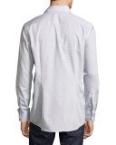 Contemporary-Fit Geometric-Print Sport Shirt, Beige/Blue