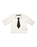 Long-Sleeve Tie Jersey Tee, Off White, Size 3-18 Months