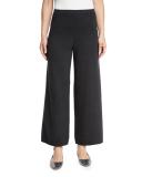 Wide-Leg Knit Pants, Charcoal, Petite