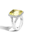 Faceted Lemon Quartz & Pavé Diamond Ring, 0.3 tdcw