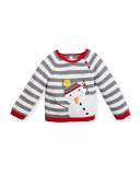 Kids' Striped Snowman Sweater, White, Size 2-6X