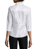 Taffeta 3/4-Sleeve Blouse, White