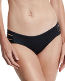 Emelia Solid Triple-Strap Swim Bottom, Black