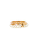 Channel-Set Diamond & Pearl Ring in 18K Gold