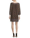 Gillian 3/4-Sleeve Embroidered Mini Dress, Multicolor