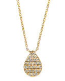 Yellow Gold White Diamond Teardrop Necklace