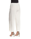 Cabo Crinkled Ankle Pants, White  