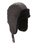 Corbett Leather Trapper Hat, Black