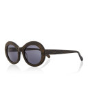 San Francisco Printed Oval Sunglasses, Tiger