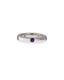 18K White Gold Ring with Purple Sapphires, Size 5.5