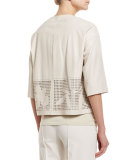 Sabina Laser-Cut Leather Short Jacket 