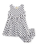 jillian sleeveless fit-and-flare polka-dot jersey dress, black/white, size 12-24 months