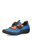 Colorblock Nylon Scuba Sneaker, Blue/Orange