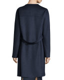 Dez Oversized Tie-Waist Stretch-Wool Coat, Night