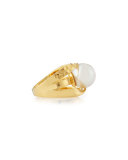 Gold Vermeil Pearl Ribbon Ring