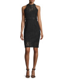 Sleeveless Lace Sheath Cocktail Dress 