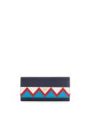 Saffiano Greca Flap Wallet, Blue/White/Red (Baltico+Bianco+Rosso)