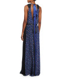 Victorian Grunge Sleeveless Maxi Dress, Navy