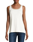 Sleeveless Beaded-Neck Tank