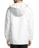 Wind-Resistant Zip-Front Hooded Track Jacket, White