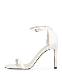 Nudistsong Patent Ankle-Strap Sandal, White