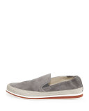 Suede Slip-On Espadrille, Gray 