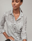 Frida Arrowhead Button-Front Blouse, Gray/White