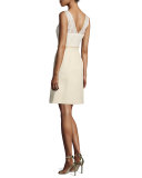 Tweed and Lace Combo Dress, Ivory