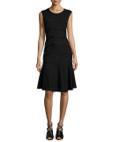 Sleeveless Boucle Seam Dress, Black