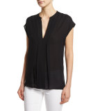 Pintuck Popover Silk Top