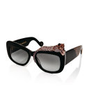 Rose et la Mer Square Sunglasses, Black
