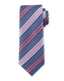 Bold-Striped Textured Silk Tie, Blue