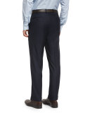 Phi Flat-Front Wool Trousers, Navy
