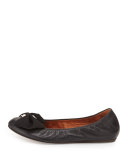 Pearly Bow Ballerina Flat, Black