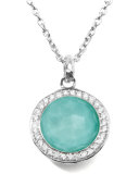 Stella Lollipop Pendant Necklace in Turquoise Doublet with Diamonds 