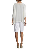 3/4-Sleeve Sheer Silk Top